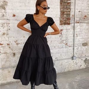 Danielle Bernstein Puff Sleeve Maxi Dress